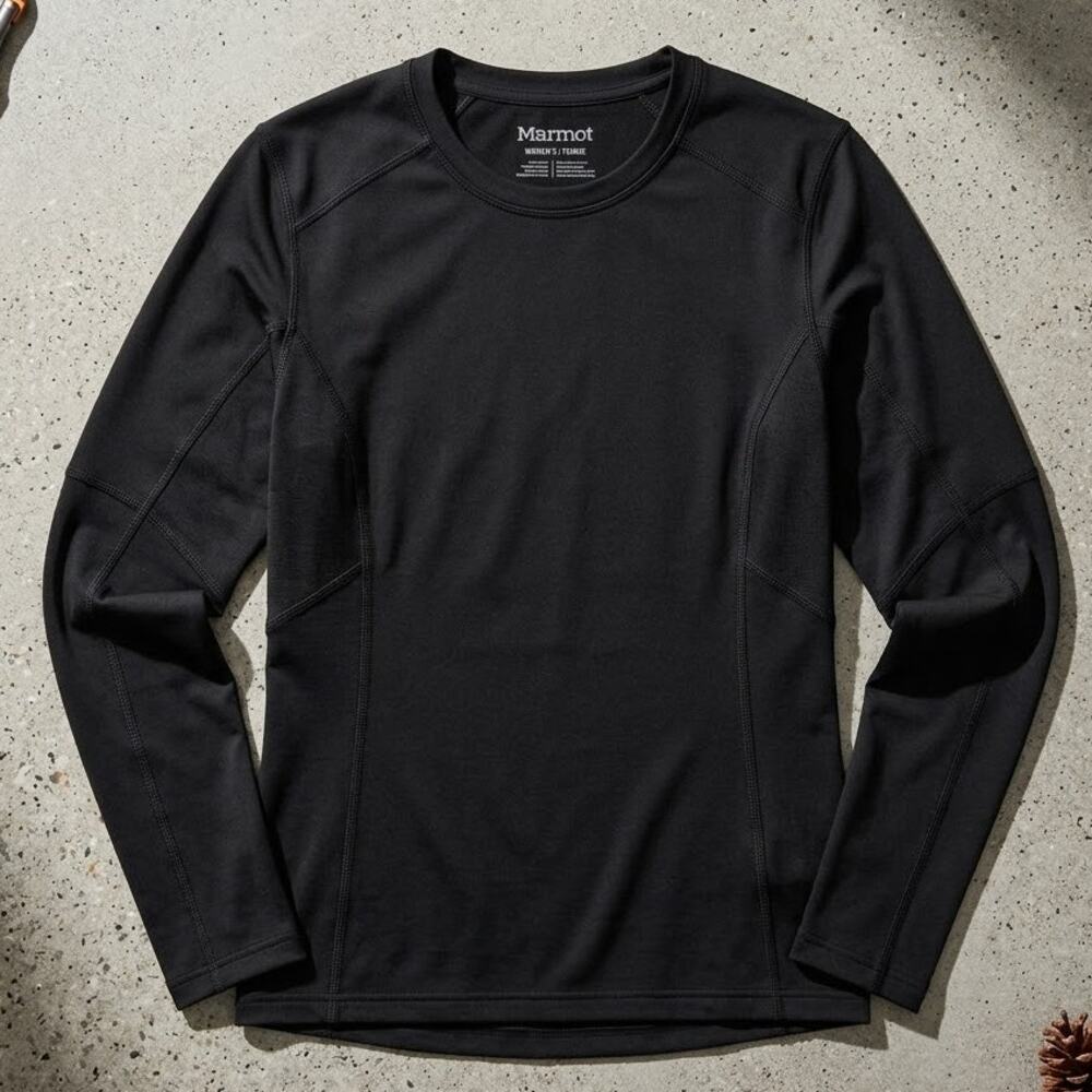 Marmot Men's Midweight Grid Fleece Base Layer Top Thermal Long Sleeve Black L